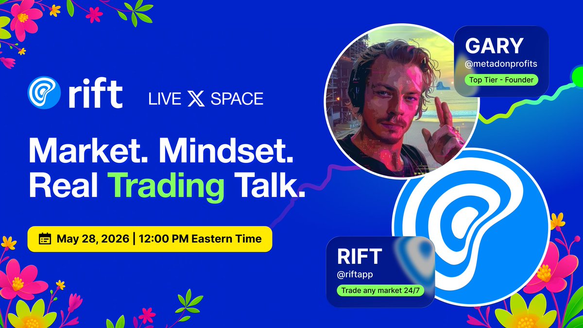 riftapp's tweet photo. When markets become 24/7 how do traders take advantage of the situation? 

Join us and many other great speakers today on @toptiermarkets space at 12pm ET. https://t.co/NMkjMGG5NN