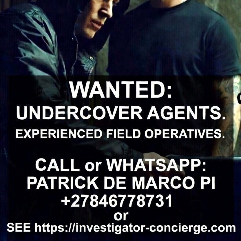 PrivateProbes's tweet photo. Undercover Agents for Companies Wanted.
Submit your CV to:

patrickdemarco.online@gmail.com 

For formal vetting and consideration. Please note that submission does not guarantee placement.

Join our Whatsapp Group here: https://t.co/JcOp67oZ8A

#patrickdemarco #undercoveragents #ceo #cfo #coo #companies

https://t.co/tWGJFEEtSD