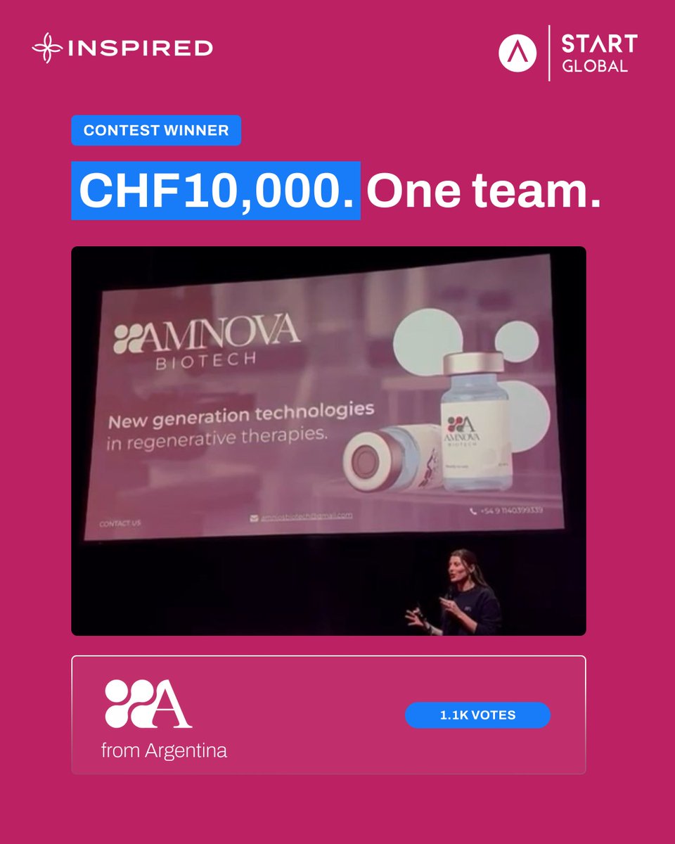 getinspiredch's tweet photo. The INSPIRED x @START_Global Pitch Contest has officially come to an end: congratulations to Amnova Biotech! 
At INSPIRED, we believe early-stage founders deserve more than just visibility. They deserve a platform where innovation can be supported &amp; accelerated through community. https://t.co/oHjEyrHAHy