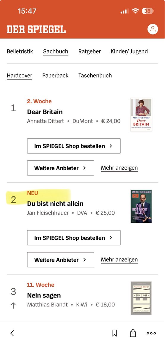 janfleischhauer's tweet photo. Das Ziel war, an dem rotgrünen Feuilleton-Eintänzer und -Ranwanzer Benjamin von Stuckrad-Barre sowie der Verzichts-Päpstin Ulrike Herrmann vorbeizukommen. Das Ziel ist erreicht. Alles weitere liegt in Gottes Hand. Dank an alle, die dazu beigetragen haben. ❤️ https://t.co/YFlmwwnjcP