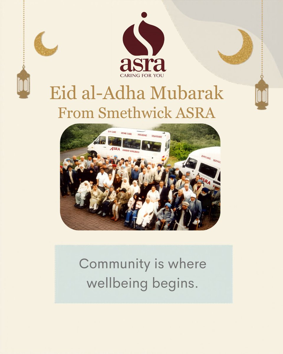 AsraSmethwick's tweet photo. 🌙 Eid al-Adha Mubarak to all celebrating from yesterday through to Friday 💙

How are you marking the occasion?

✨ “Community is where wellbeing begins.”
At ASRA, we’re proud to create spaces where people feel connected and supported.
#EidMubarak #Community #Wellbeing https://t.co/GPZk3UW5TQ