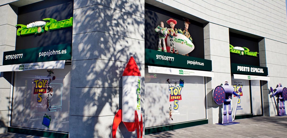 MiMundoDisney's tweet photo. La tienda de Madrid abrirá del 16 al 21 de junio en Calle Serrano 23 🍕

Será como veis en estas imágenes, y habrá 3 pizzas limitadas con una caja especial en cualquier local! 🚀

Si quieres celebrar el estreno de Toy Story 5 no te lo pierdas! 🥰 https://t.co/KDYDm4Fuv8