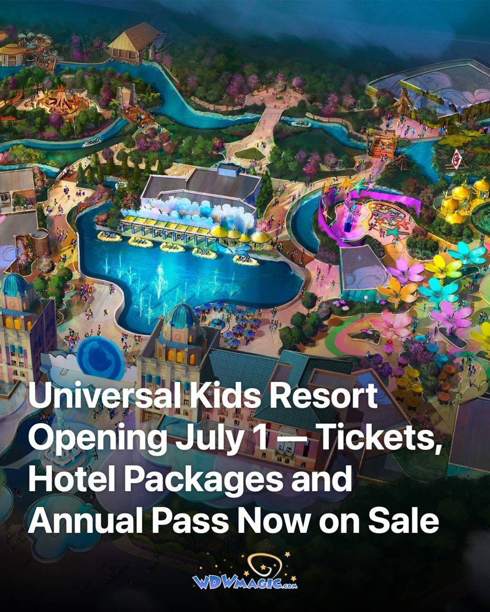 wdwmagic's tweet photo. Universal Kids Resort opens July 1 in Frisco, Texas. Tickets start at $54.99 for a single day, a Silver Annual Pass runs $129.99, and hotel stays are bookable from June 30. https://t.co/ay8VsJT1Iq
