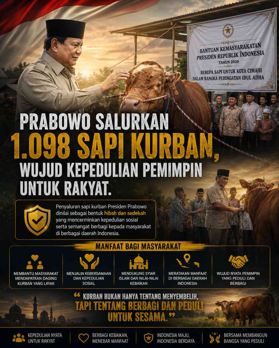 ikanramen's tweet photo. Wah, keren banget! Pak Prabowo bagi 1.098 sapi kurban buat rakyat. Buktikan kepeduliannya, nih! Semoga bermanfaat dan jadi berkah untuk kita semua! 🐄✨ https://t.co/KQpYUtdLLy