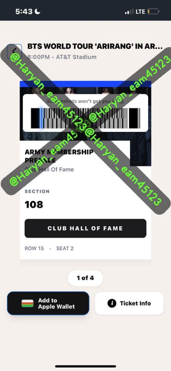 Haryan_eam45123's tweet photo. #wts ARIRANG In ARLINGTON TX, Tickets to BTS TOUR at AT&T Stadium D2
๐AUG 16
Sec: 108 Row: 15 Seat: 2,3,4,5
Willing to let go for Fv! Can provide all necessary proof needed! Pls dm is open for negotiation
#BTS_ARฤฐRANG #bts_is_back #ARIRANG_WORLDTOUR #texas #wtt #wtb #wts https://t.co/lGgcVgNoQ2
