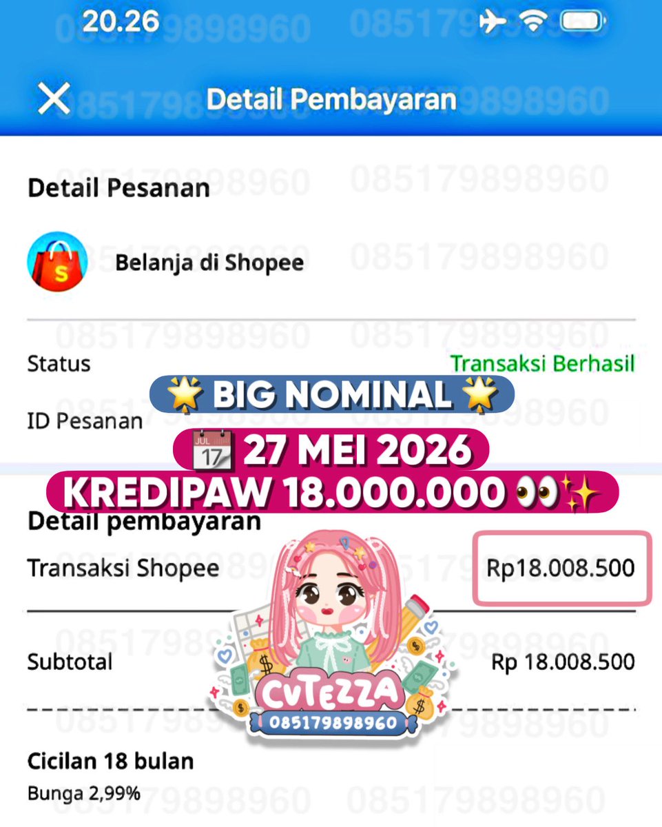 zaadimanamana's tweet photo. 📣 BIG NOMINAL 2026

📆 27 MEI 2026
MASUK 𝐊𝐑𝐄𝐃𝐈𝐏𝐀𝐖 𝟏𝟖.𝟎𝟎𝟎.𝟎𝟎𝟎✨

⏱️ 20:28 ⇢ Done Payment 
⏱️ 20:33 ⇢ Cair Ke Rekening

 1OO% Trusted since 2022 👋🏻😍  cair sat set hitungan menit 📢✨ https://t.co/ObH7Odo8nY