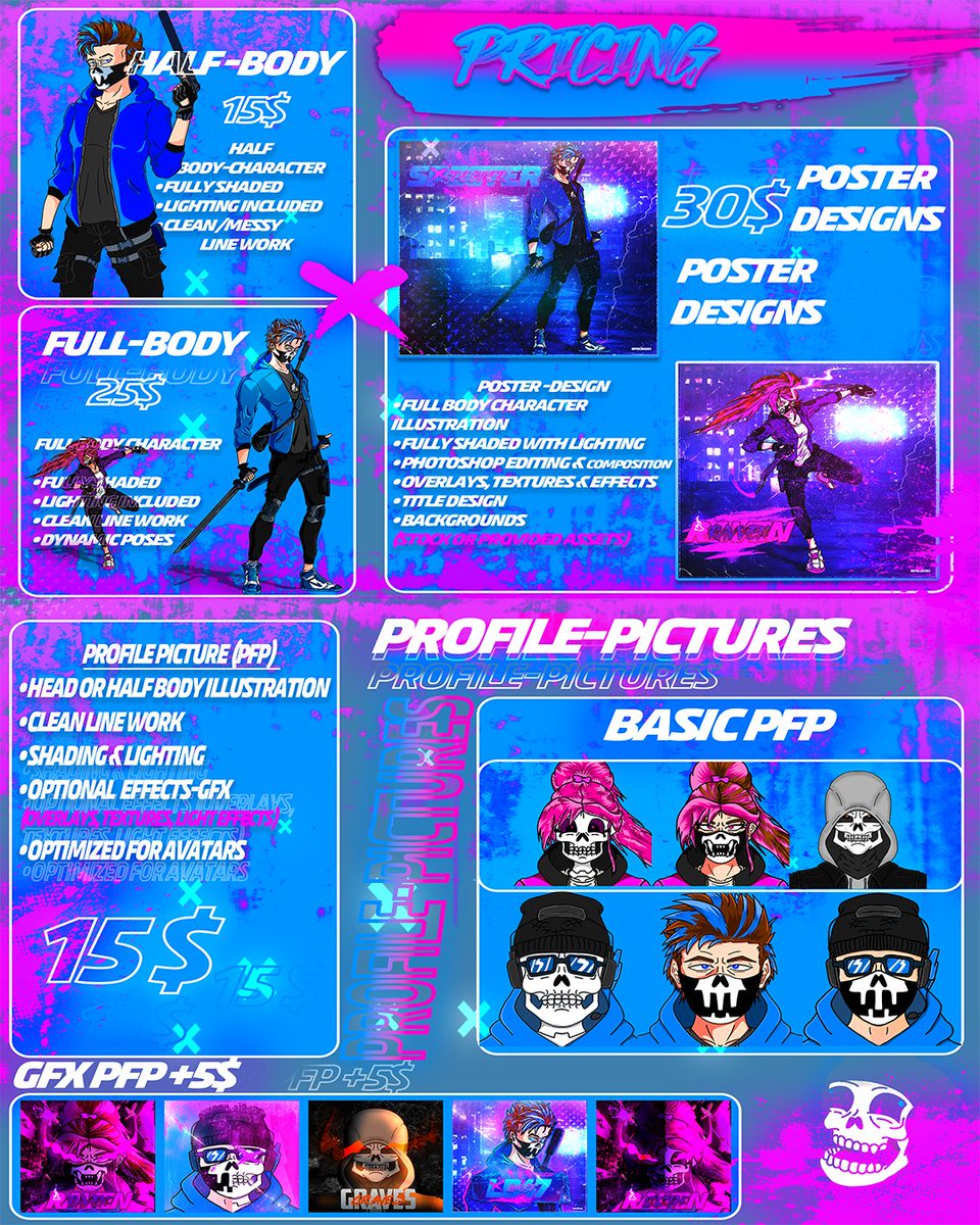 largebone47's tweet photo. *COMMISSIONS OPEN*
Half Body $15
PFP (Basic/GFX+5$) $15 
Full Body $25
Poster Design $30
Payment  USDT (Binance / Bybit) Steam Gift Cards (DZ) No NSFW / suggestive 
No political content 
Limited furries/non-human 
No complex BGs or characters 
(Blood/gore are Limited) https://t.co/UjnEzelbrB