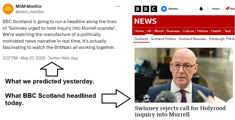 msm_monitor's tweet photo. When an organisation like the BBC is corrupt, you can predict with a high degree of certainty what it's going to do. We knew yesterday morning what it was planning. We literally told everyone this headline would appear over 24 hours before it did. https://t.co/3yDrDHj7Lo
