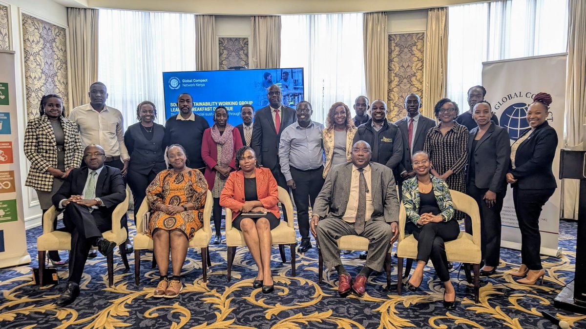 GlobalcompactKE's tweet photo. This morning, Global Compact Network Kenya held the Social Sustainability Working Group Leaders Breakfast Dialogue, convening private sector, government, civil society and national commissions to advance social sustainability in Kenya.

#SocialSustainability #ResponsibleBusiness https://t.co/6JtCld7mH5
