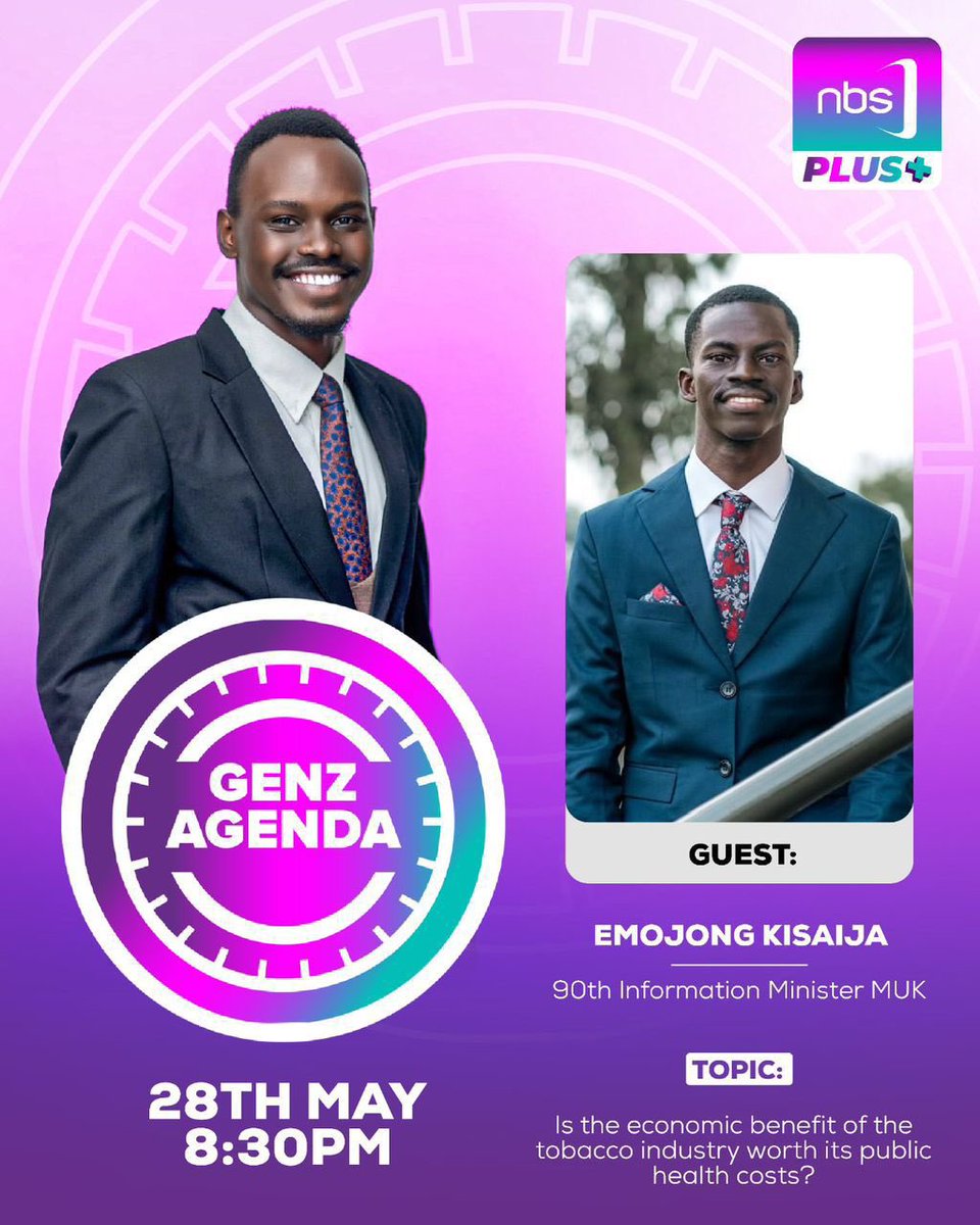 MakGuild's tweet photo. Ahead of World No Tobacco Day this Sunday, 31st May, the ultimate policy debate airs tonight on NBS Plus+. 🎙️

With this year’s theme, "Unmasking the Appeal – Countering Nicotine and Tobacco Addiction," our leaders take the center stage to crack open a massive question: Is the economic benefit of the tobacco industry worth its public health costs?

The Guest Speakers:
> Dr. Joseph Nsamba – 90th Minister for Health, Makerere University

> Emojong Kisaija – 90th Minister for Research, Information and Computer Technology, Makerere University

>  Asingura Andrina – 92nd Minister for Gender, Ethics & Integrity, Makerere University

• Live: Tonight, 8:30 PM
• Rebroadcast: Sunday, 3:00 PM

Unpacking policy, economics, and ethics. ✍️