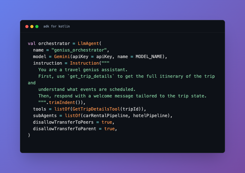 AndroidDev's tweet photo. Announcing ADK for Kotlin &amp; Android 0.1.0 → https://t.co/fD84cJqn5n

The first release of the experimental Android ADK is out. You can now build multi-agent workflows across on-device and Cloud models. Early feedback welcome! https://t.co/flCuJ6tDok