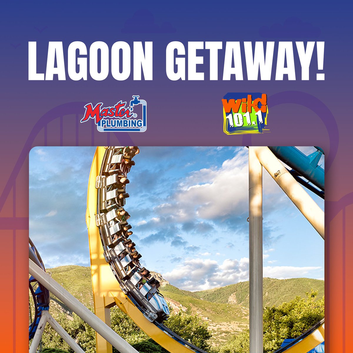 wild101's tweet photo. WIN a Getaway to Lagoon!!! Starting Monday, June 1st, you'll get 6 chances to WIN 4 passes to Lagoon! It's the ultimate summer road trip! Listen for the keywords at 7:20, 8:20, 9:20, 12:20, 2:20, and 5:20! Huge thanks to our friends at Master Rooter Plumbing!!! 🥳📅💦🎫 https://t.co/MgDXPMSt2R