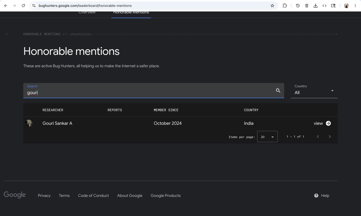 g0w6y's tweet photo. Excited to be featured in Google Bug Hunters Honorable Mentions ! Thank you @Google Security Team for the recognition 
Grateful to be contributing to a safer internet alongside other talented researchers.
The journey continues..
#BugBounty #CyberSecurity #GoogleVRP #Sec #InfoSec https://t.co/254wB34z33