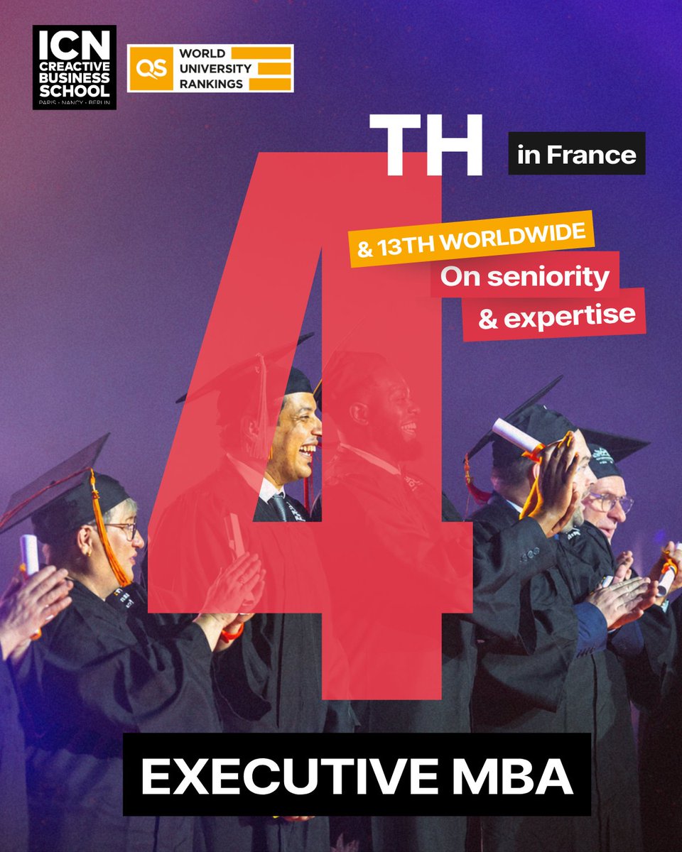 ICNbs's tweet photo. 🚀 The ICN EMBA shines in the 2026 @worlduniranking! Ranking #40 in Europe is a great achievement, but our real pride lies in the excellence of our community: 
➡️ Executive profile (#4 in 🇫🇷)
➡️ Career outcomes (#10 in 🇫🇷)
➡️ Diversity (#10 in 🇫🇷)
👉 https://t.co/WwBmYz3VGP https://t.co/FlSPdKjnyY