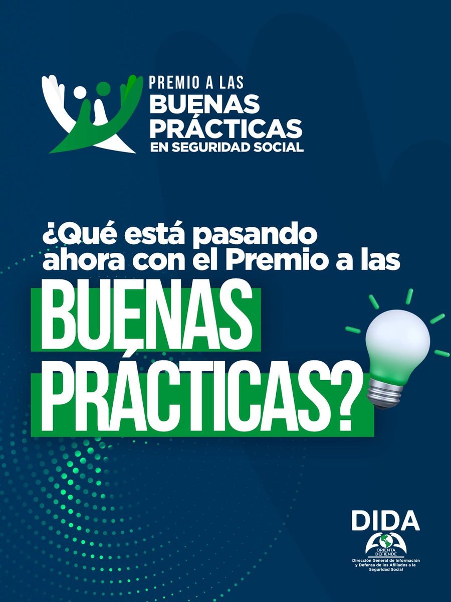 DIDA_RDo's tweet photo. Cada buena práctica cuenta una historia de mejora: una necesidad identificada, una respuesta construida y un resultado que puede impactar la vida de los afiliados.

Por eso, en esta etapa del Premio a las Buenas Prácticas en Seguridad Social. https://t.co/1v1MFpWvWI