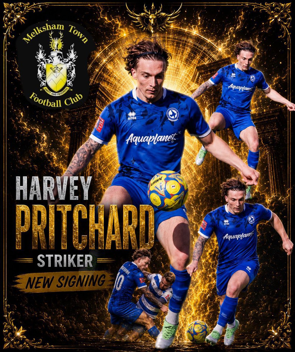 MELKSHAMTOWNFC's tweet photo. ✍️ NEW SIGNING ✍️

We’re delighted to welcome Harvey Pritchard to the club from Larkhall Athletic ahead of the 2026/27 season! 🔥

A striker full of energy, desire and an incredible work rate, Harvey will be a fantastic addition to the squad and we can’t wait to see him in action 👊⚽

Welcome to the club, Harvey! 

🖤💛

#NewSigning #WelcomeHarvey #UpTheTown