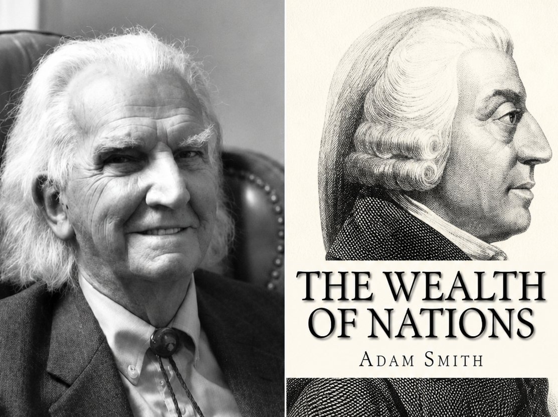 HayekProgram's tweet photo. After 250 years, why still read Adam Smith?

Kenneth Boulding answers this precise question in his article, "After Samuelson, Who Needs Adam Smith?" He argues that Smith is not just a historical figure, but part of our extended present. The questions Smith raised about development, institutions, jurisprudence, and the moral foundations of markets are still live questions.

As Boulding notes: "One can still go back to Adam Smith even after many rereadings and find insights which one has never noticed before and which may have a marked impact on one's own thought. [...] The principle seems to me pretty clear that as long as intellectual evolutionary potential remains yet undeveloped in the early writers, the modern writers are a complement rather than a substitute; that is, we need both Samuelson and Adam Smith."

For more on this topic, check out:

🔗 Kenneth Boulding's article, "After Samuelson, Who Needs Adam Smith?" https://t.co/cQ9NIxzxUv

🔗 @PeterBoettke's article, "Kenneth Boulding as an enchanting, encouraging and engaging professor" https://t.co/RokfflmvCa