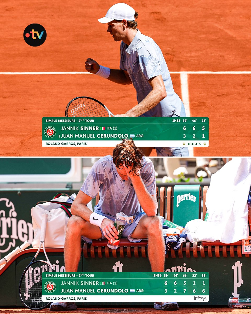 francetvsport's tweet photo. #RolandGarros | 😳 Jannik Sinner a perdu ce match. https://t.co/6kMOxQsw5W