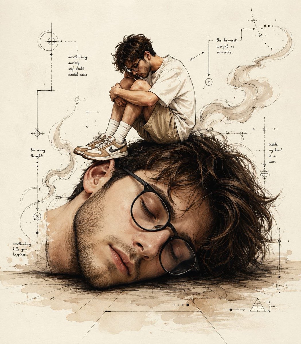 Surreal Conceptual Overthinking Illustration