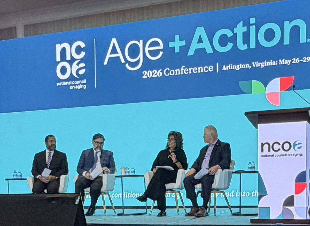 NCOAging's tweet photo. Most of us will need care or provide care during our lifetime. But we’re facing a shortage of direct care workers, who provide vital care. Our Day 2 mainstage session, “The Age of Care,” explored how we can reshape the future to build a strong direct care workforce. #AgeAction26 https://t.co/AOu1mcQTuV
