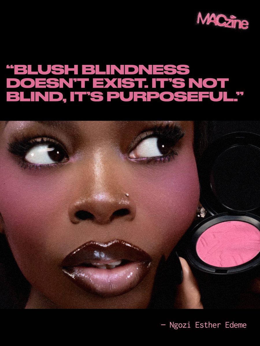 MACcosmetics's tweet photo. “My goal is always to bring out the glow from within,” says @paintedbyesthr.

Swipe to learn how Black beauty influences her artistry, why you should always use three blushes (minimum), and how makeup should reflect your personality – not hide it.

Check out MACzine for the full story – link in bio.
#MACzine