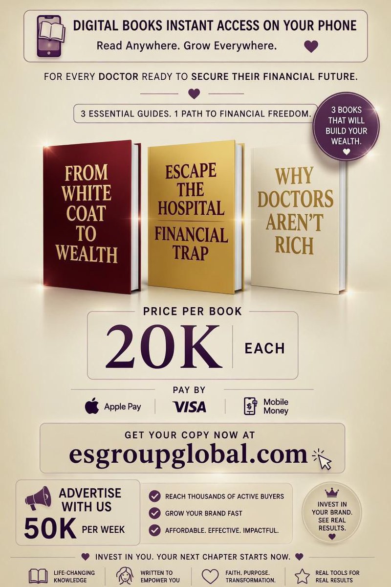 Patienceug26's tweet photo. If you understand money, you change your life. Learn it step-by-step with a digital E-Book by @ssenyongasons. 10K UGX. DM @toomuchdora for instant digital copy. https://t.co/GP85BEJPRt

@ssenyongasons @TheCobraShow #TheCobraShow https://t.co/kyxUwT8LVd