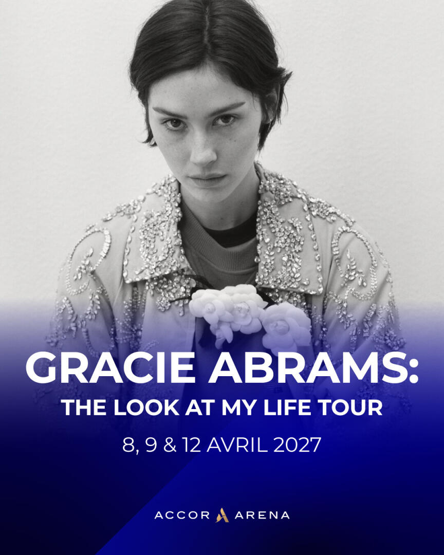 Accor_Arena's tweet photo. Vous l'avez tellement choqué en 2025 que @gracieabrams revient pour trois dates en avril 2027 ! 

💜 Ouverture de la prévente le 04.06 à 9h : https://t.co/tIF22mRGik
🎫 Ouverture de la billetterie le 05.06 à 9h https://t.co/T6cU3j1SGK