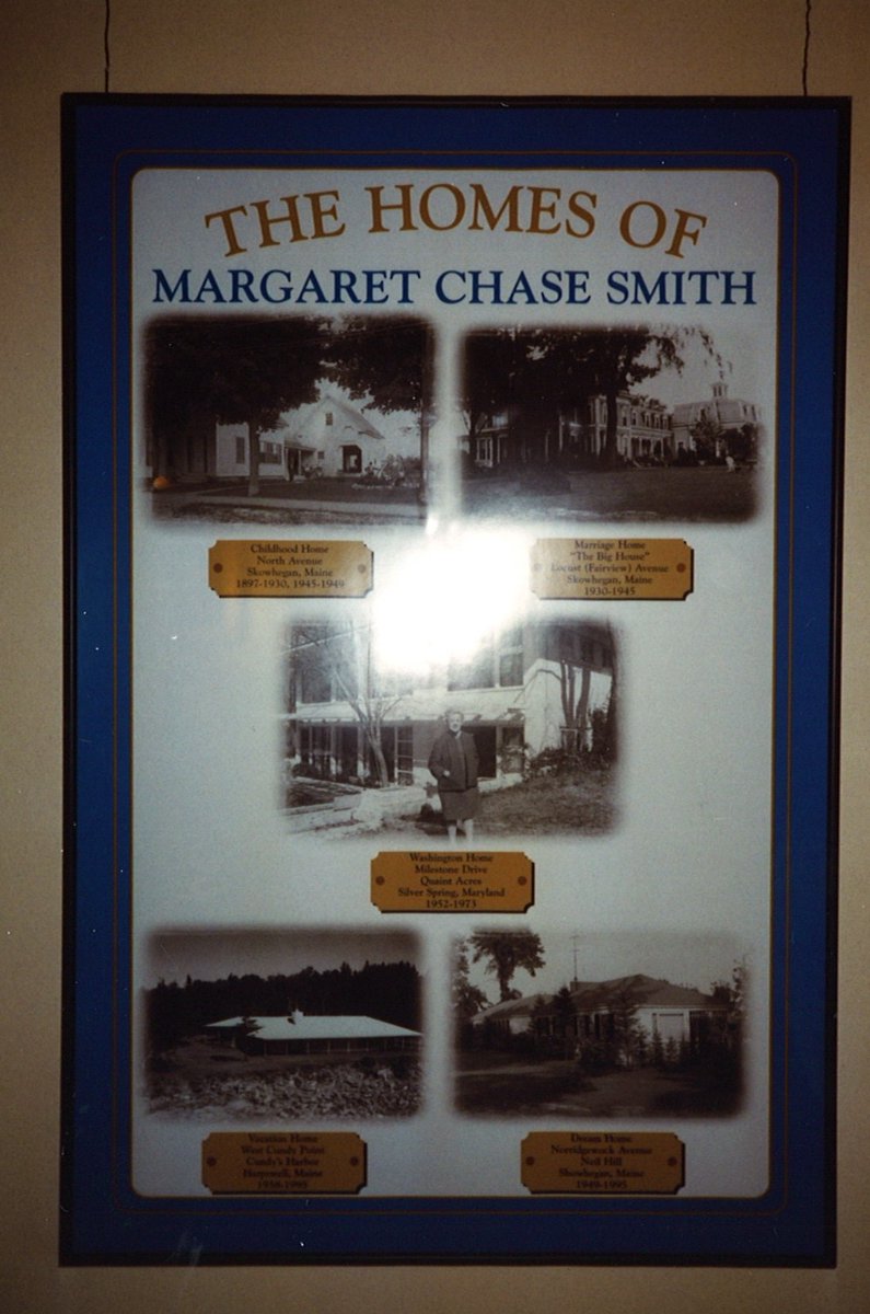 MCSmithLibrary's tweet photo. #OTD in 1999, the temporary exhibit focusing on the many homes of Margaret Chase Smith opened. We now have a permanent display in the Library focused on her Skowhegan home. Come by the Library to check it out! https://t.co/f85HIkjYaW