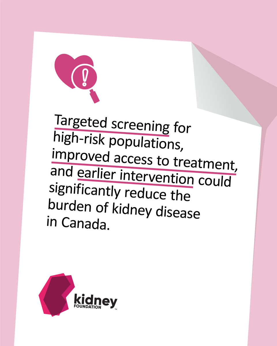 kidneycanada's tweet photo. Too many Canadians living with chronic kidney disease are diagnosed too late. 

A new report shows earlier detection, targeted screening for high-risk populations, and improved access to treatment could help change that. 

Full report:  https://t.co/gfNka6hIT7  

#KidneyHealth https://t.co/xjD7S4HHox