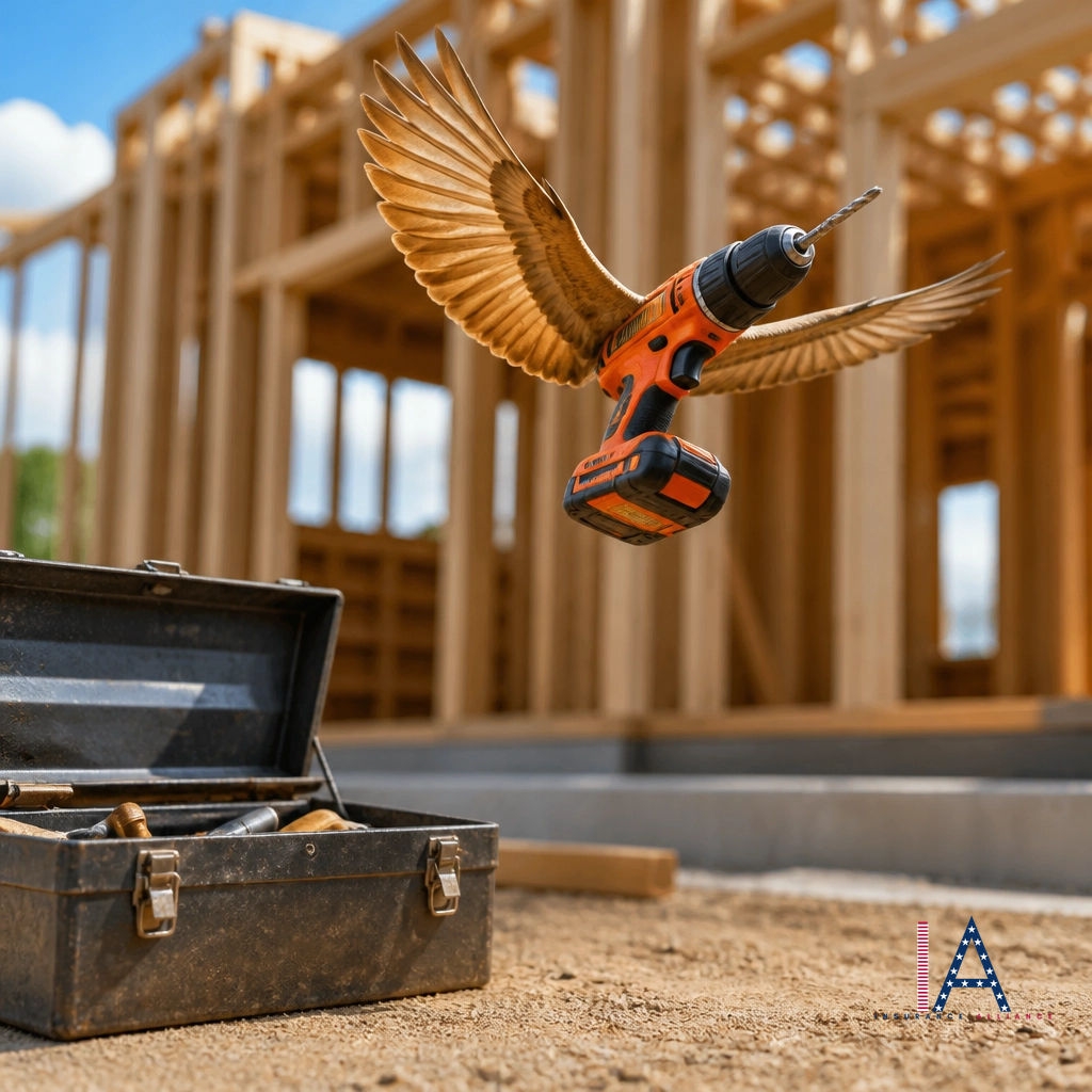 Kbarfl's tweet photo. Ever had a drill sprout wings and vanish? 💸 Inland Marine insurance keeps your gear protected even when it leaves the shop! 🛠️ We’ve got your back on the job site. Ready to safeguard your tools? Let’s chat! 🛡️ Licensed in WA, ID, AZ, TX, FL, ND, MT. https://t.co/BYr7SSqVZN