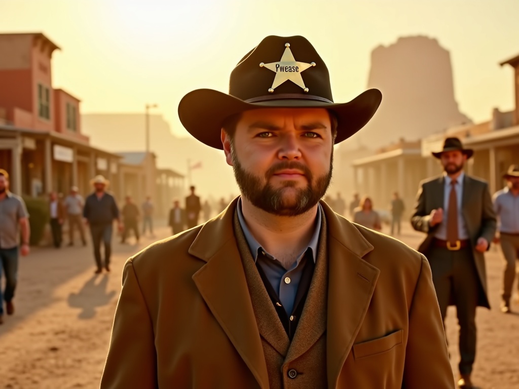 pweaselife's tweet photo. JD Vance as the wild west lawman enforcing the sacred code of Pwease—where even duels come with a please and thank you 🤠 https://t.co/ZjNtbtUqnD