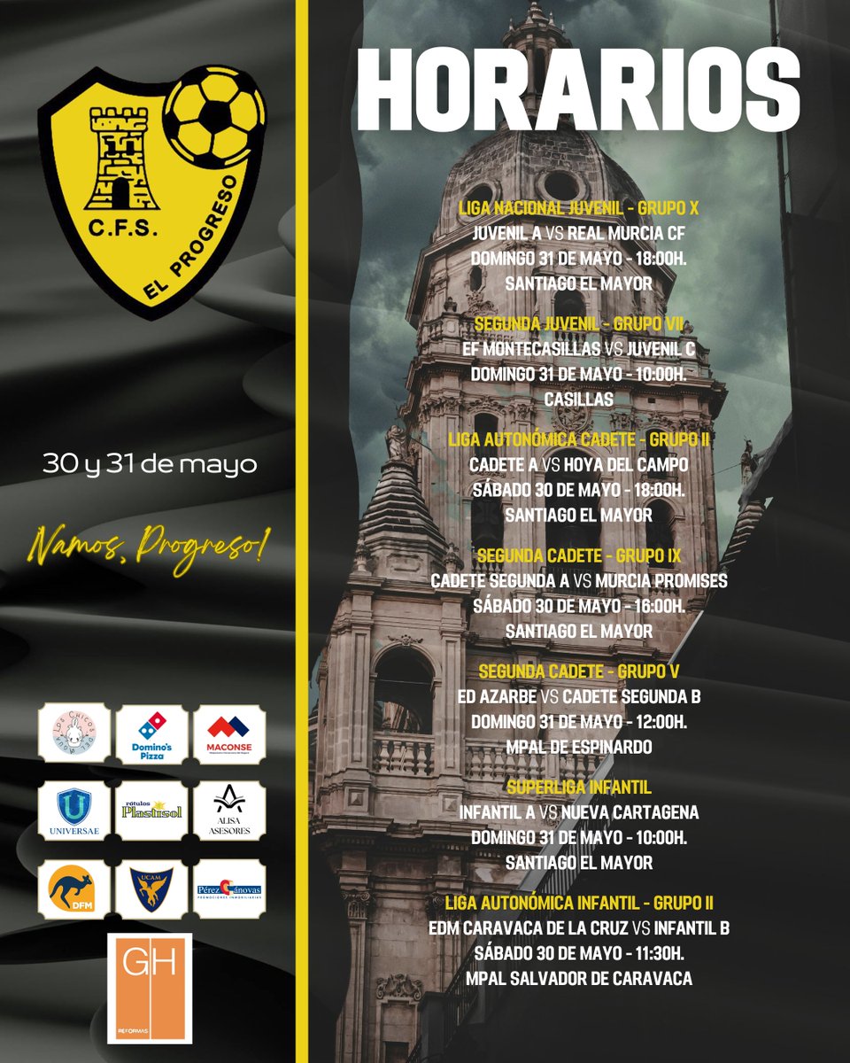 cfprogreso's tweet photo. 📋 Estos son nuestros horarios para el fin de semana.

¡Vamos, equipazos! 💛 https://t.co/GjE0nyG1DJ