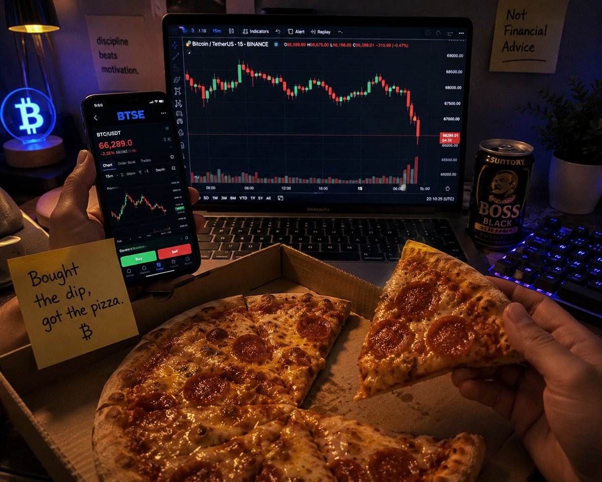 orieon18's tweet photo. @BTSE_Official @BTSEChinese Late night charts, market stress, and one reliable asset: pizza 🍕📉

Happy Bitcoin Pizza Day 🚀
#BTSEPizzaDay https://t.co/dKmzOWZJg6