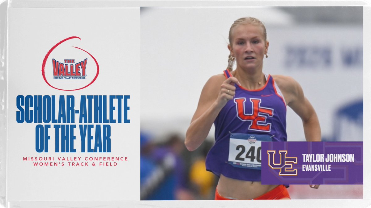 MVCsports's tweet photo. MVC Women's Track &amp; Field Scholar-Athlete of the Year 📚

🏆 Taylor Johnson @UEAthleticsXC 

#TheValleyRunsDeep https://t.co/mykY5rY167