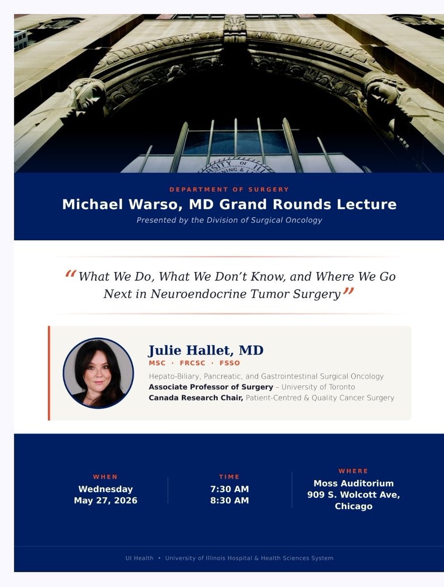 DrGeorgeSalti's tweet photo. Outstanding grand rounds lecture by @halletjulie yesterday at UIC. A unique slide presentation as well. @AEjaz85 https://t.co/gdYy8AAPh6