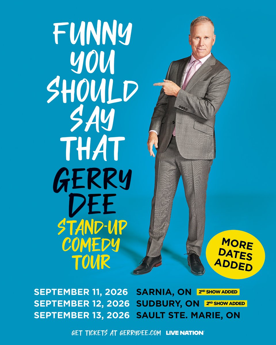 LiveNationON's tweet photo. .@gerrydee adds second shows in Sarnia and Sudbury! Tickets go on sale this Friday at 10am: https://t.co/WHYlayDn0A https://t.co/tzkwk9H4p9