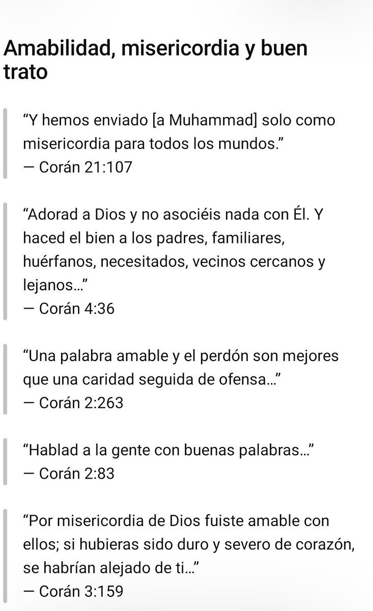 2025Achraf's tweet photo. @EdveCO @bbcmundo Falso. El Corán promueve libertad de credo, paz, justicia, amabilidad y convivencia entre otros valores, también limita el combate a la defensa  legítima con la paz como objetivo superior.
La ignorancia lleva al miedo, el miedo lleva al odio y el odio lleva a la violencia. https://t.co/l8B268vPGC
