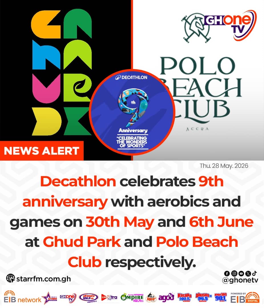 digitaleib's tweet photo. Decathlon celebrates 9th anniversary with aerobics and games on 30th May and 6th June at Ghud Park and Polo Beach Club respectively...

#EIBDigital
#GHOneNews #EIBNetwork 
#GHOneTV #NewsAlert https://t.co/ucKAdb3kFs
