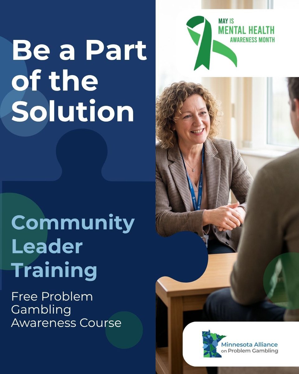 MinnesotaAPG's tweet photo. Be part of the solution. 

Join our free Community Leader Training for #Minnesota leaders. 

Expand your knowledge about gambling addiction, learn about local resources and become a trusted leader.

Sign up: https://t.co/x4wYaJe3rD 

#MN #MNAPG https://t.co/esJcDIpBFx