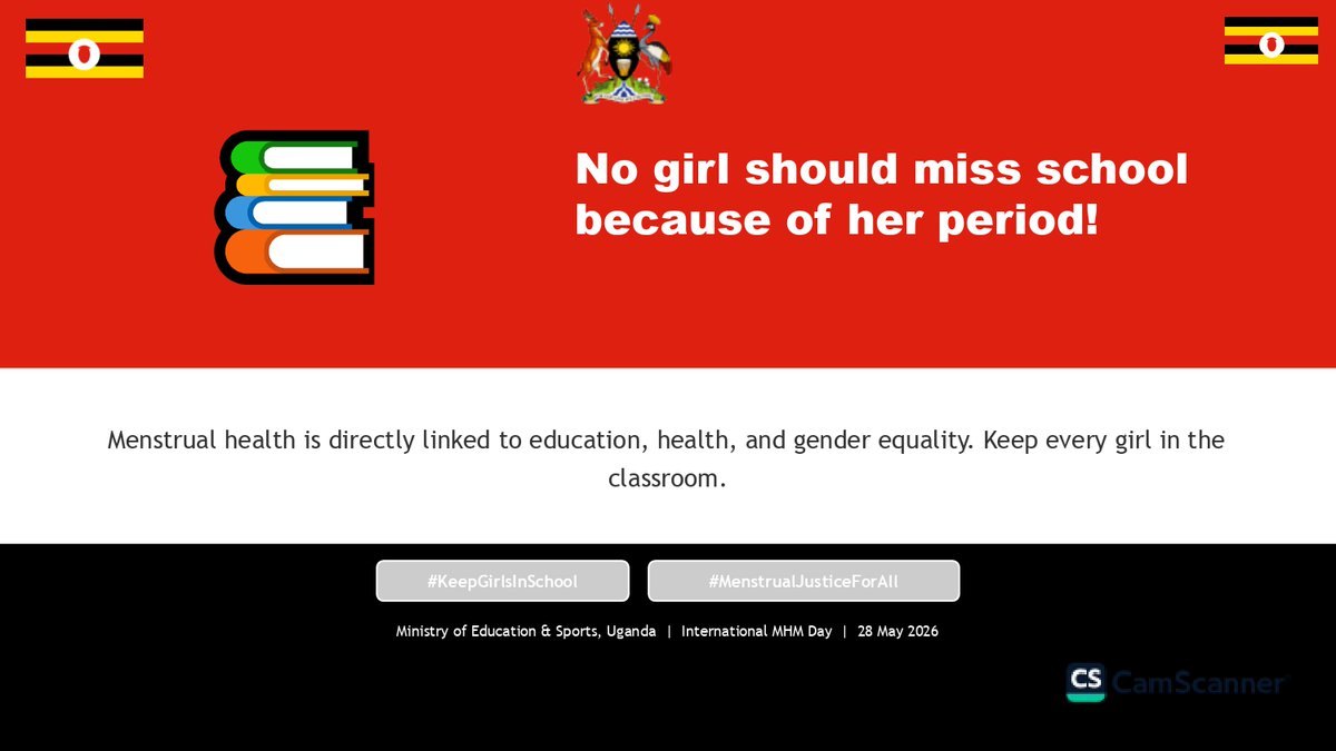 CGVSUganda's tweet photo. PS. @Educ_SportsUg  Dr. Kedrace Turyagyenda calls for stronger school systems, leadership, & shared responsibility to ensure every learner studies with dignity and safety. 
She emphasized that menstrual health must be integrated across schools, teachers, parents, & communities so no girl misses education because of her period, reminding stakeholders that “decision determines destiny,” urging young people to stay focused, resilient, and committed to their education despite challenges.
 #PowerHerUp for generations, #MHMDay2026
As a valuable part of these stakeholders, we are committed to integrating #MHM in our education, teaching & learning curricula and to supporting the girls stay in school.
#KeepGirlsInSchool #MenstrualJusticeForAll #PeriodFriendlyWorld #MenstrualHealth