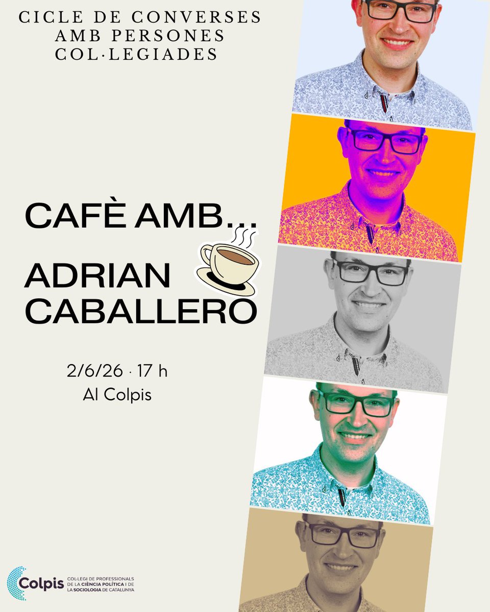 ColpisCat's tweet photo. ☕ Fem un cafè amb... @a__caballero  
❗Nova sessió del nostre programa 'Trajectòries inspiradores. Fem un cafè amb... ', aquest cop amb el politòleg i periodista, Adrián Caballero
🗓️ Dimarts 2/6 🕔 A les 17 h
📍 Al Colpis 
➡️Més informació i inscripcions: https://t.co/Fy14yl9925 https://t.co/GNgiMYxpSN