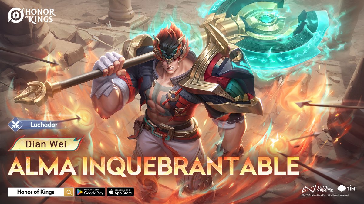 HOKLATAM's tweet photo. 🎉 ¡Alma Inquebrantable Dian Wei ya está disponible!
¡Participa en el Duendesafío para desbloquear esta skin gratis!
#HonorofKings #HOK #DianWei #AlmaInquebrantable https://t.co/3MIUzqwOTp