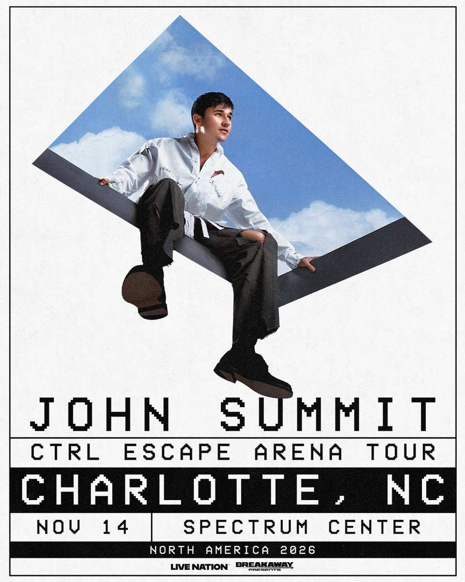 spectrumcenter's tweet photo. JOHN SUMMIT – CTRL ESCAPE ARENA TOUR is coming to Spectrum Center on November 14, 2026!

Presale is happening now and ends TONIGHT at 10 p.m. before tickets go on sale to the general public on Friday, May 29 at 10 a.m.

🎟️ Code: SHADES
🔗 https://t.co/eI3d9Ggje1 https://t.co/ByZ70Qih9S