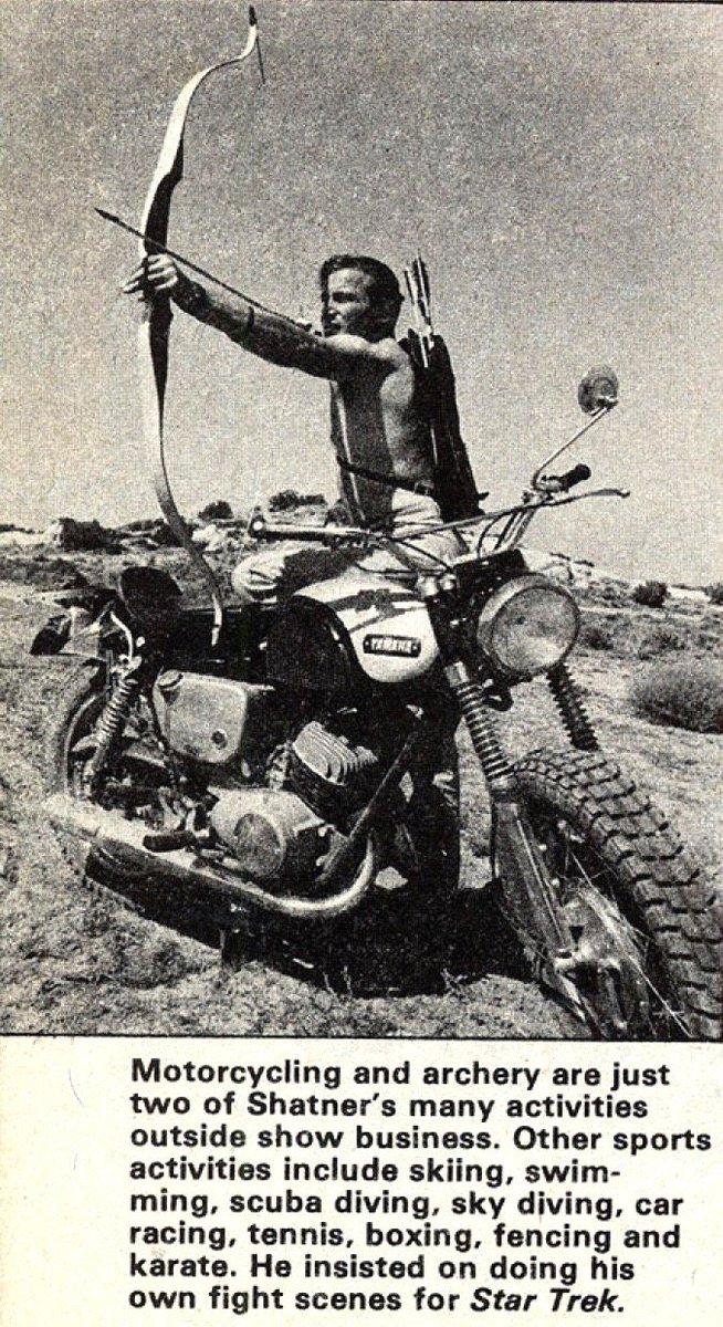 DarrellEpp's tweet photo. "Motorcycling and archery are just two of Shatner's activities outside show business." https://t.co/k9k2vORi0A