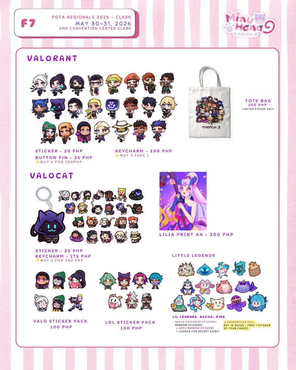 minuhana_'s tweet photo. 🐶 #POTACLARK catalogue 🌸

[1/2] ewoooo everywan!ヾ(•ω•`)o
despite everything that happened, ill be at Pampanga at Booth F7 for POTA Regionals: Clark ~ 🌸

i'm only bringing leftovers from fanfes so some stocks are gone LMAOO 
(❁´◡`❁)

see u thereeeeeeeee~ :DDDDD https://t.co/e9uDWxjdMi