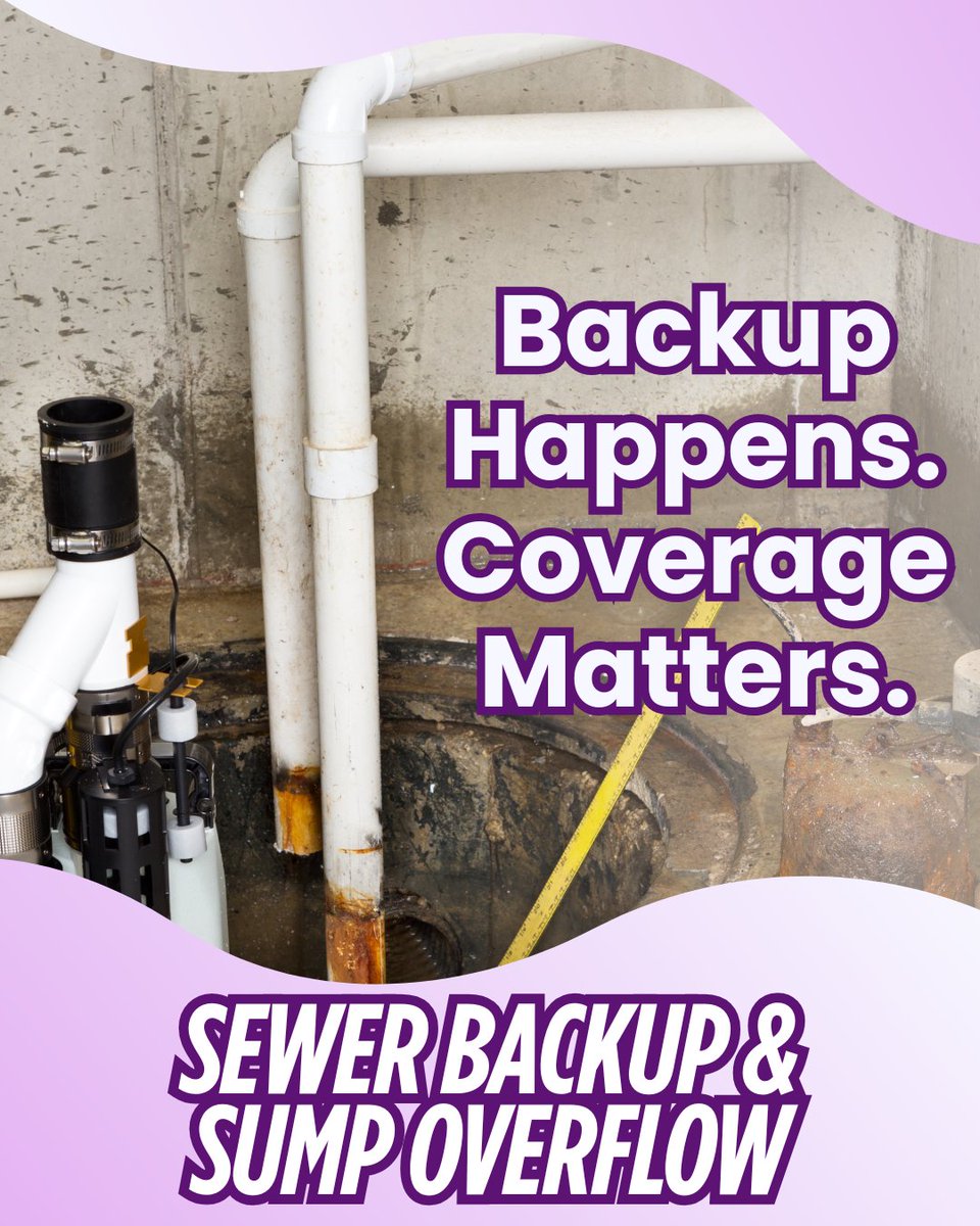 KrinerInsurance's tweet photo. Sewer Backup &amp; Sump Overflow - Gross but true — this isn’t covered unless you add a water backup endorsement. It’s one of the most cost-effective add-ons you can buy. https://t.co/GoTxkETTEF