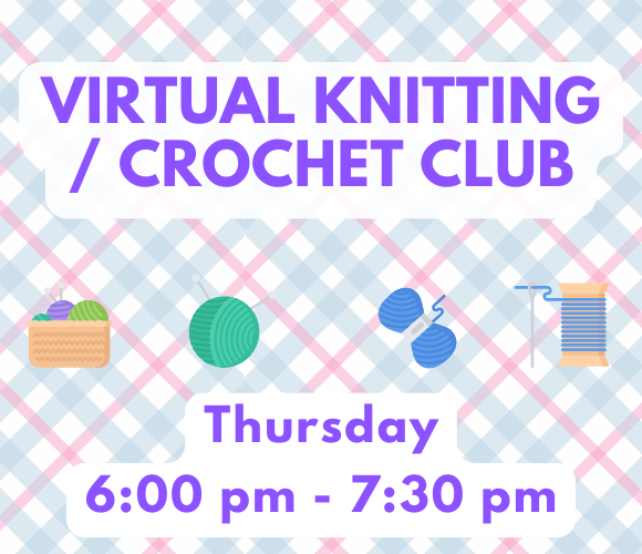 NBFPLNJ's tweet photo. Do you like to knit and/or crochet? Join the club tonight-- via Zoom! 
Register and attend: https://t.co/SxOovfwmaE https://t.co/l25J2GOGVA