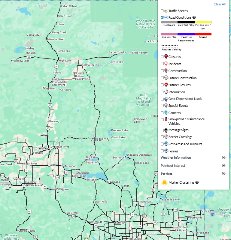 LaPrairieWorks's tweet photo. 511 Conditions Snapshot – Northern Alberta (8:15am): Bare-dry conditions in the north this morning. Drive with caution and adjust travel speeds accordingly. Conditions may change. Check 511 Alberta for updates. https://t.co/pFWvqM2QKK https://t.co/2JTkWfkmOu