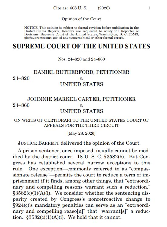 bykatiebuehler's tweet photo. BREAKING: In a trio of cases, the Supreme Court *limits* federal judges’ discretion in deciding whether “extraordinary and compelling reasons” warrant sentence reductions under the First Step Act. #SCOTUS https://t.co/12WG7EOFpu