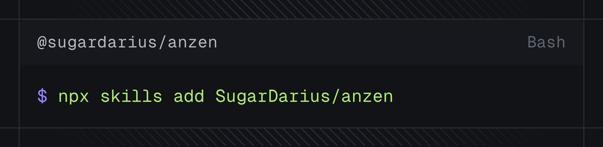 azeldvin's tweet photo. You can tell your favorite AI code editor how use Anzen thanks to skills 👇🏻 https://t.co/IyfM4GyFB9